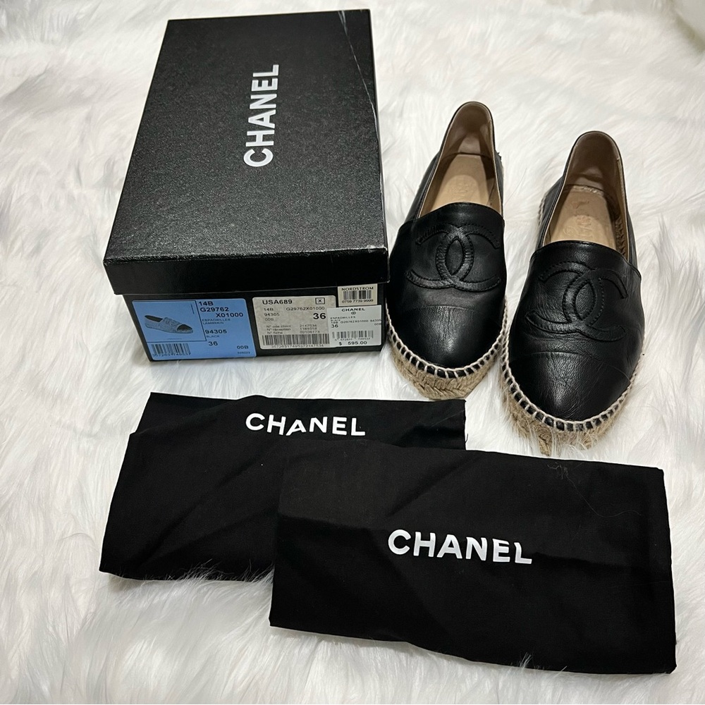 Chanel Black Lambskin Espadrilles